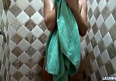 Petite Teen 18+ Bailey Showers Solo, Masturbating Under the Water with Her Shaved Ass and Small Tits