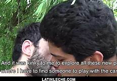 yo, tattooed stud bangs sexy latino boy outdoors in wild action