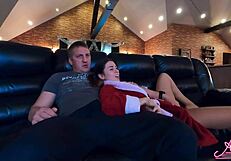 Busty Brunette Sucks Cock Then Rides Hard