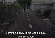 yo, tattooed stud bangs sexy latino boy outdoors in wild action