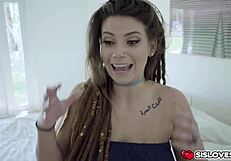 Busty Stepsister Seduces Stepbro with Striptease