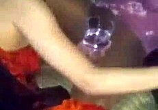 Horny wife and freaky milf kiss in lingerie! Then share big cock in hotel orgy!