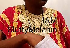 Ebony milf masturbates solo in intense session!