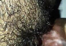 Tight hairy pussy takes big cock bareback