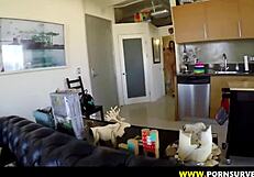 Fucking a mainstream model bent over with that big hairless ass.