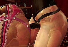 Tied up dolls engage in masturbation and lesbian sex with objects