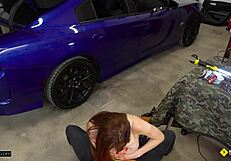 Roadside milf with big tits gets drilled by her car mechanic