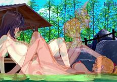3D cartoon porn featuring Excellen, Lamia, and Setsuko in lesbian action