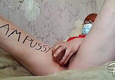 Redhead nerd fucks herself!