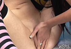 Man pisses hard on her face