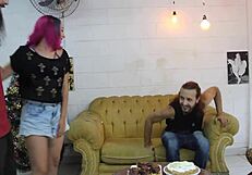 Does Novinha Want Menage And Sucking Two Cocks On Christmas?