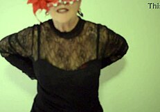 Scarlet asks, Want me to rip my clothes and show my shaved pussy in stockings?