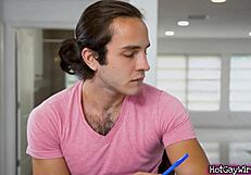 Guy gets aroused by hairy stepdad in gay sex