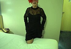 Scarlet asks, Want me to rip my clothes and show my shaved pussy in stockings?