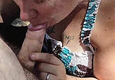 Outdoor blowjob with that fat bbw horny chick