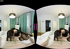 Brunette Maid Rides Cock Hard in POV Blowjob Session!