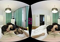 Brunette Maid Rides Cock Hard in POV Blowjob Session!