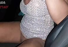 Bruna gives blowjob in club parking lot.