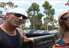 Blonde milf picked up for street sex