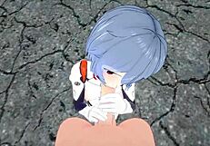 rei ayanami gives pov blowjob in evangelion hentai with big tits 😍