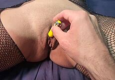 Wife moans deeply with pussy toy