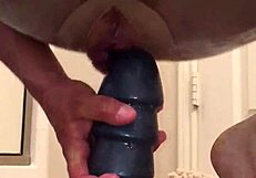 He got pounded hard with a huge dildo until squirting