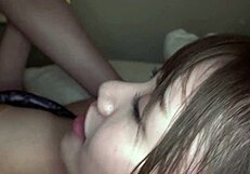 Asian amateur teen dame sucks black cock before being butt fucked by two men