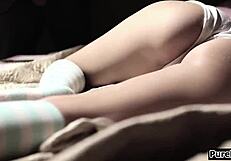 Sweet and innocent babysitter wakes up, only to find her boss pleasuring himself on her