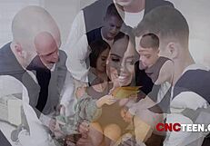 Milf gives teen 18+ foster home in her body for christmas freeuse fucking