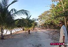 she makes perfect blowjob on the beach