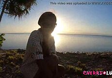 she makes perfect blowjob on the beach