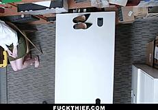 bratty teen caught stealing at mall gets bent over for blowjob in garage