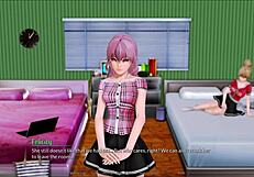 Exploring the harem hotel in this anime game adventure.