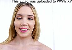 Blonde Shows Agent Her Tight Wet Pussy