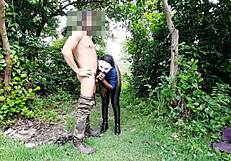 latina teen takes big cock in woods