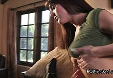 Busty bombshell enjoys thick cock in POV view