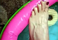 Mistress' feet fetish: Neckdekollare, pool party naked feet, and BDSM master submissive