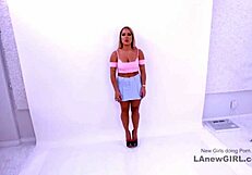 beautiful blonde tries modeling but gets interviewed instead