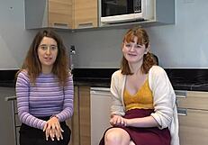 sweet students lick and toy each other in erotic reunion.