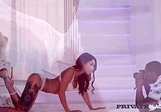 Inked Model Katrin Tequila Rides Cameraman's Big Black Cock Hard In Private!