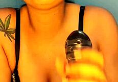 Damn, Colombian beauty swaps cock for a huge dildo and swallows it whole!