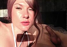 I watch my cutie deep suck lover's cock till cum in mouth in hotel