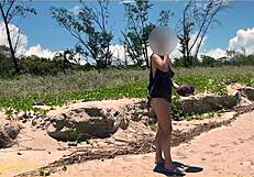 Wife Plays Football Nude At Public Clothed Beach