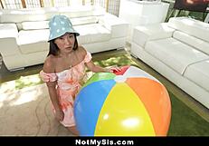 Perv Stepbro Teases Tiny Stepsister Kimmy Kimm to Play with His Big Cock and Balls