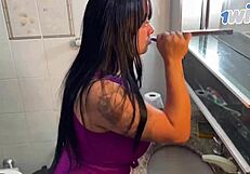 she called me to fix the sink, but ended up getting fucked in the bathroom with my big cock