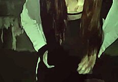 Beautiful Asian ladyboy shows ass in shade while masturbating