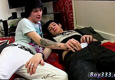 Young English lad takes on older man and cute teen in gay sex