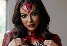 La Potra Aleja Cosplays Spiderman For Her Nephew With Big Cock Action