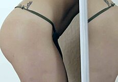 milf with big tits teaches young guy to finger her hairless pussy in lingerie