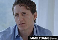 Shared housewife Melissa Stratton gets banged bareback by Lucas Frost in group cheating scene. Passionate cum on ass action.